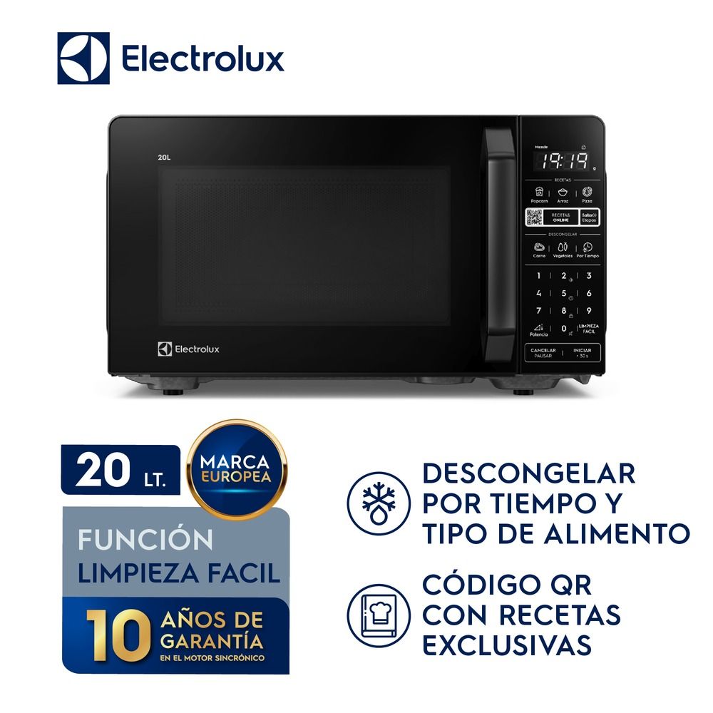 Imagen 2 del producto Microondas Electrolux EMDZ20S2GAB 20L, 1100W, función descongelar, negro